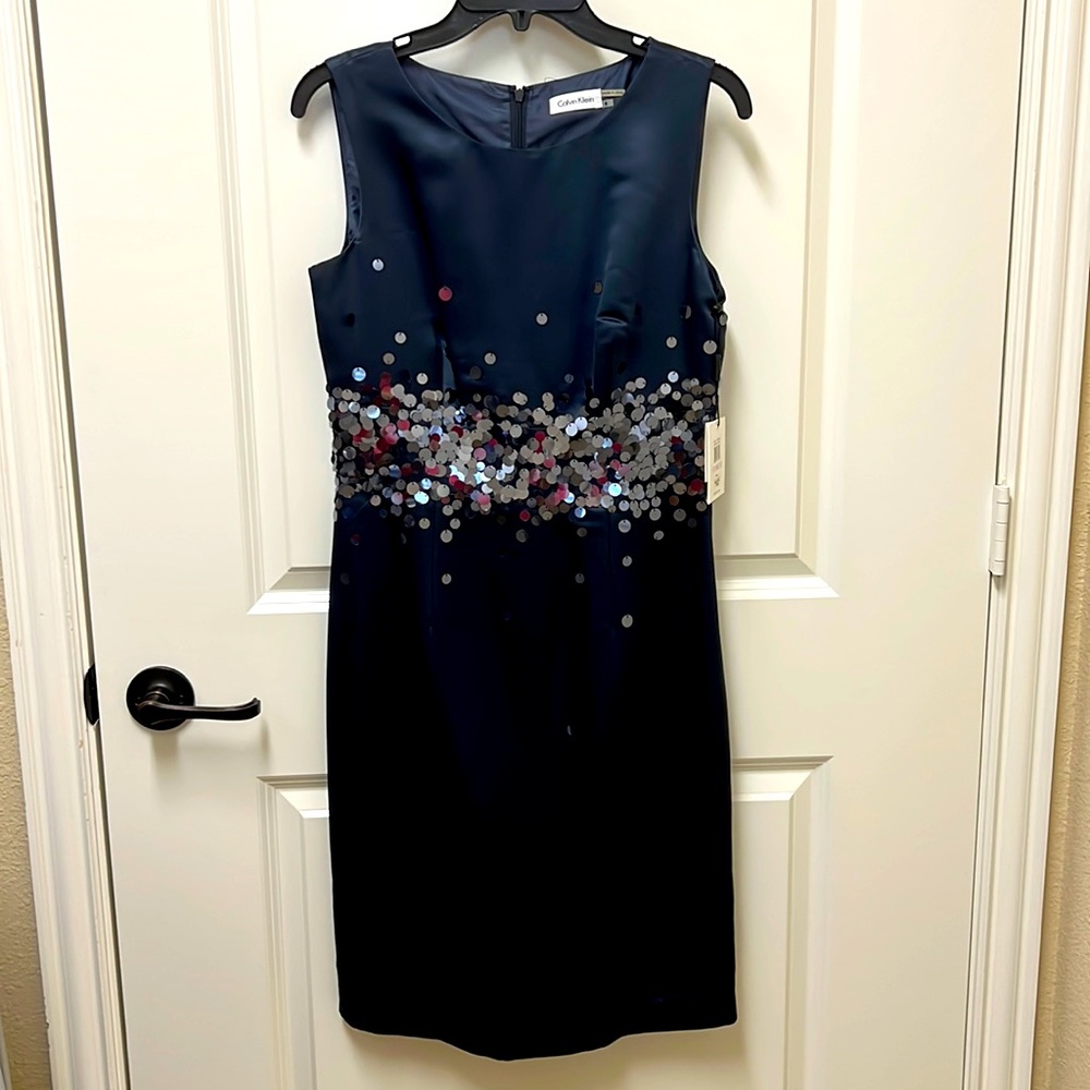 NWT CALVIN KLEIN Sequined Sheath Dress